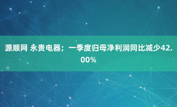源顺网 永贵电器：一季度归母净利润同比减少42.00%