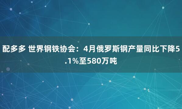 配多多 世界钢铁协会：4月俄罗斯钢产量同比下降5.1%至580万吨