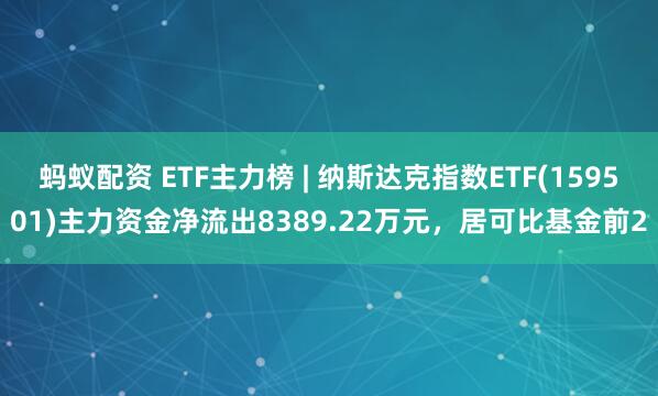 蚂蚁配资 ETF主力榜 | 纳斯达克指数ETF(159501)主力资金净流出8389.22万元，居可比基金前2